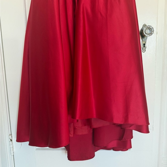 Betsy & Adam Red Strapless Princess Gown - Picture 5 of 13